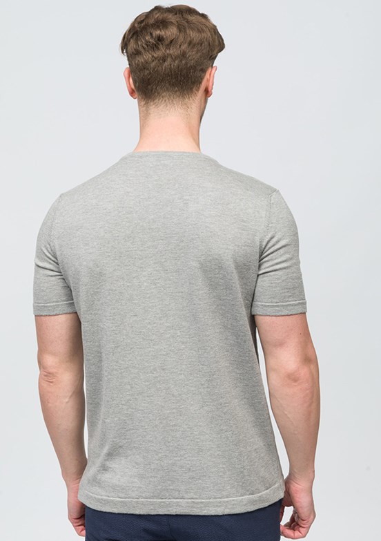 JOHNNY JOE Jesus Gri Erkek Bisiklet Yaka T-shirt