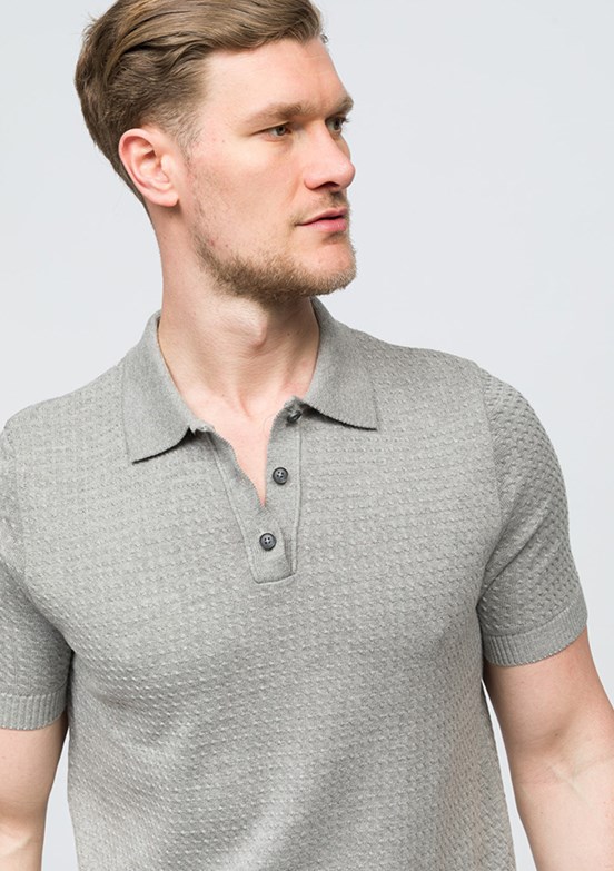 JOHNNY JOE Marcos Gri Erkek Polo Yaka T-shirt