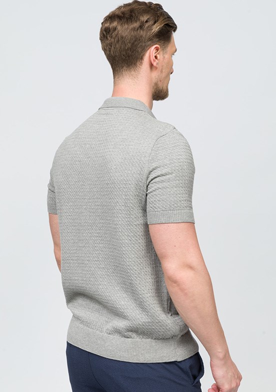 JOHNNY JOE Marcos Gri Erkek Polo Yaka T-shirt