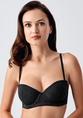 NEW BRA - 3383550000 Kadın Siyah Destekli Dantelli Sütyen