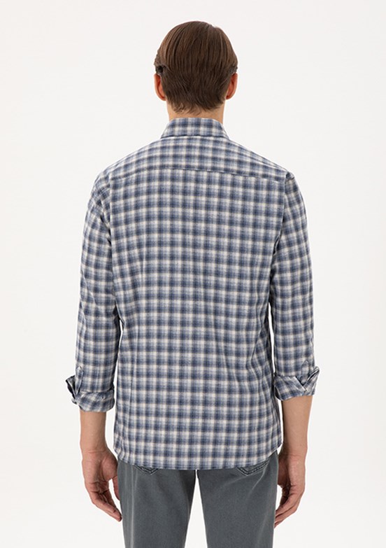 PİERRE CARDİN Mavi Erkek Uzun Kol Gömlek