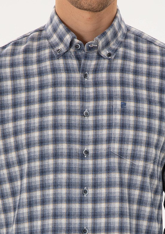 PİERRE CARDİN Mavi Erkek Uzun Kol Gömlek