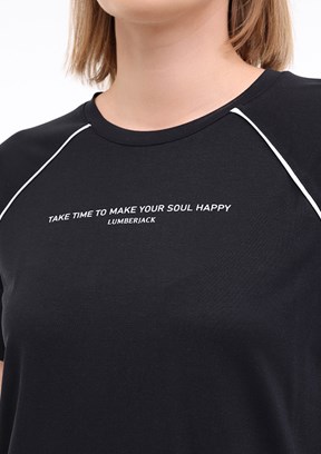 LUMBERJACK Siyah Kadın Kısa Kol T-Shirt