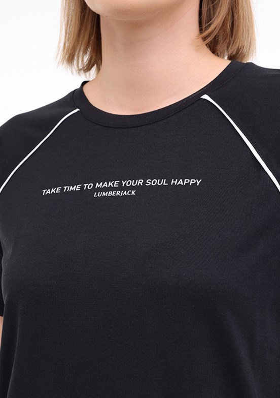 LUMBERJACK Siyah Kadın Kısa Kol T-Shirt
