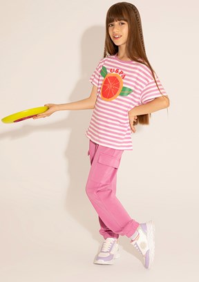 US POLO ASSN Mor Kız Çocuk Havuç Pantolon