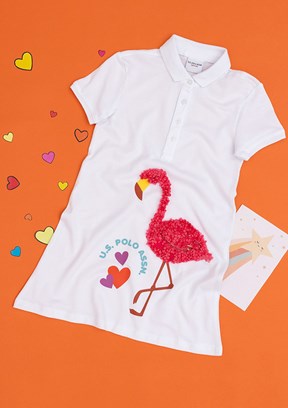 US POLO ASSN Beyaz Kız Çocuk Örme Elbise