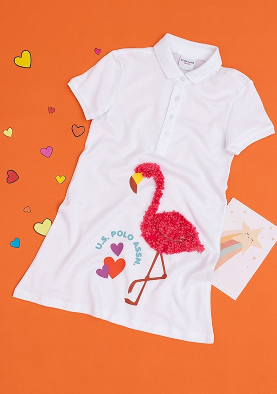 US POLO ASSN Beyaz Kız Çocuk Örme Elbise