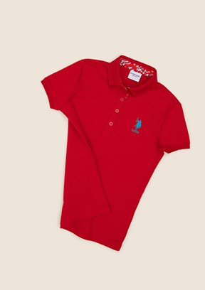 US POLO ASSN Kırmızı Kız Çocuk Slim T-Shirt
