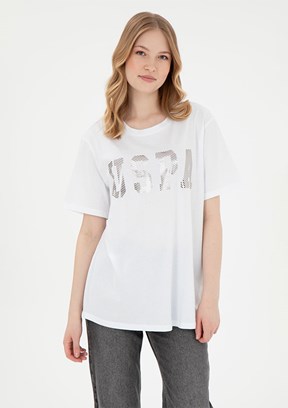 US POLO ASSN Beyaz Kadın Basic T-Shirt