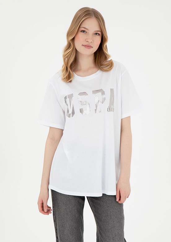 US POLO ASSN Beyaz Kadın Basic T-Shirt