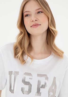 US POLO ASSN Beyaz Kadın Basic T-Shirt