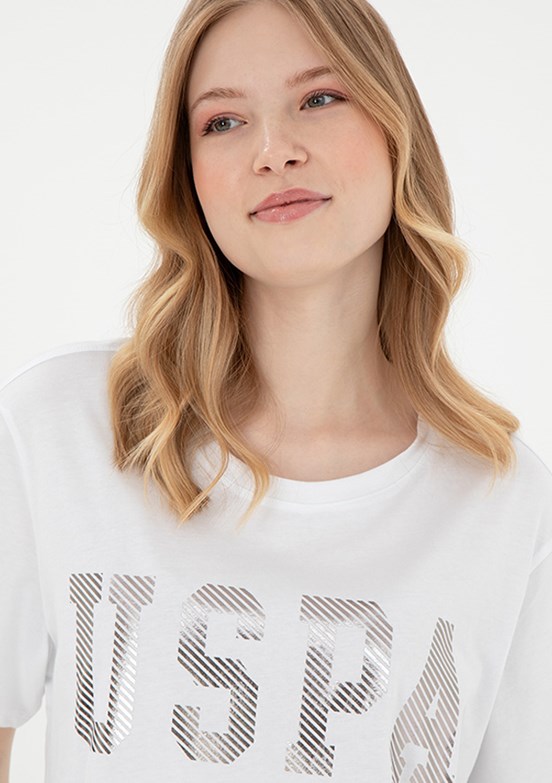 US POLO ASSN Beyaz Kadın Basic T-Shirt