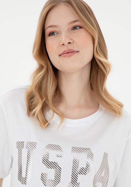 US POLO ASSN Beyaz Kadın Basic T-Shirt