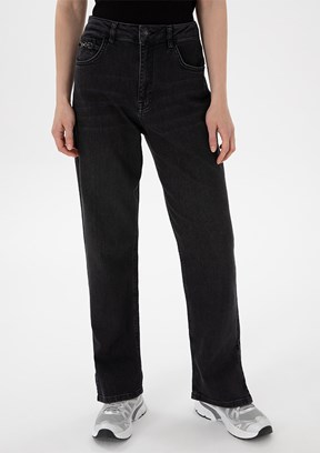 US POLO ASSN Siyah Kadın Straight Jean Pantolon