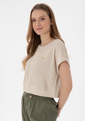 US POLO ASSN Bej Kadın A-Form Fit T-Shirt