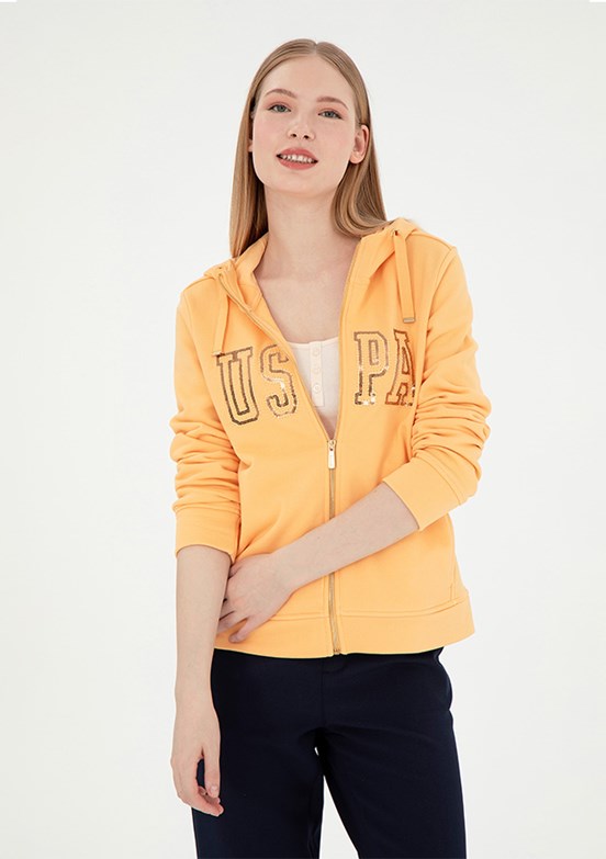 US POLO ASSN Turuncu Kadın Basic Sweatshirt