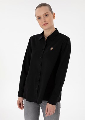 US POLO ASSN Siyah Kadın Uzun Kol Gömlek