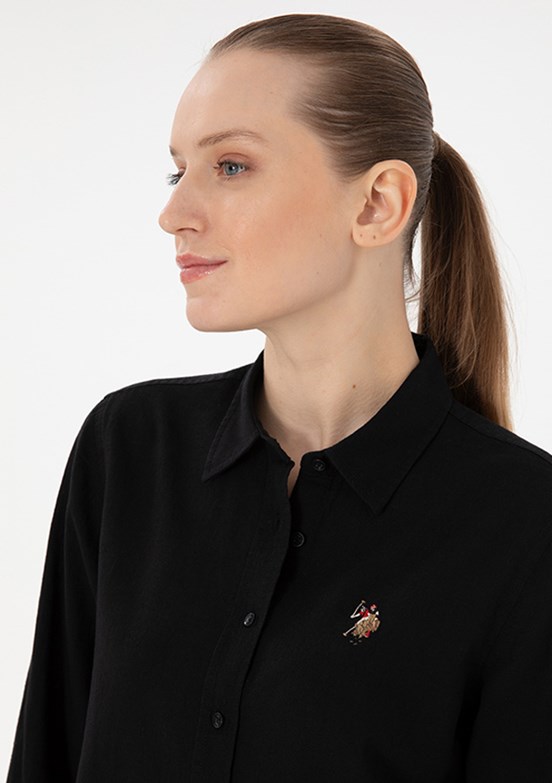 US POLO ASSN Siyah Kadın Uzun Kol Gömlek