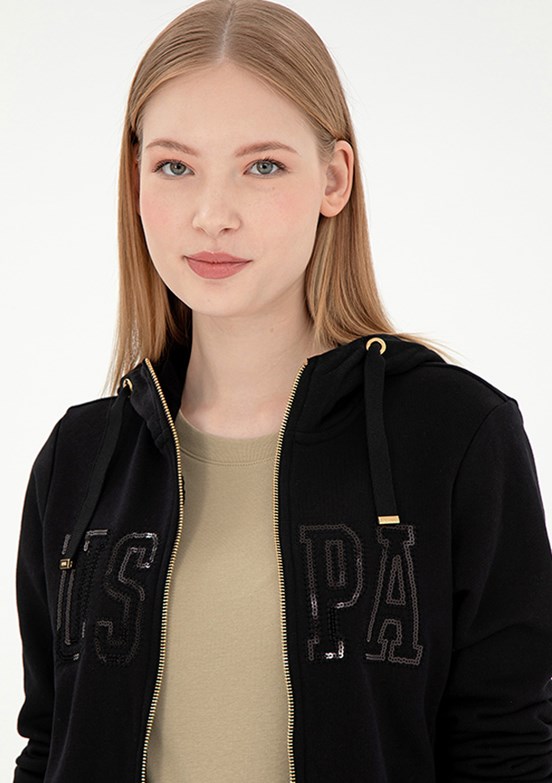 US POLO ASSN Siyah Kadın Basic Sweatshirt