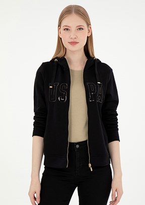 US POLO ASSN Siyah Kadın Basic Sweatshirt