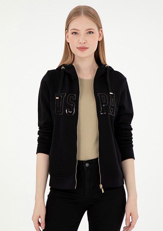 US POLO ASSN Siyah Kadın Basic Sweatshirt
