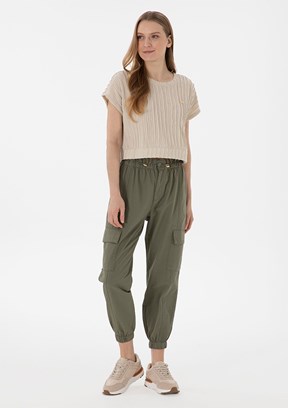 US POLO ASSN Yeşil Kadın Mom Pantolon