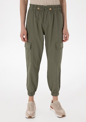 US POLO ASSN Yeşil Kadın Mom Pantolon