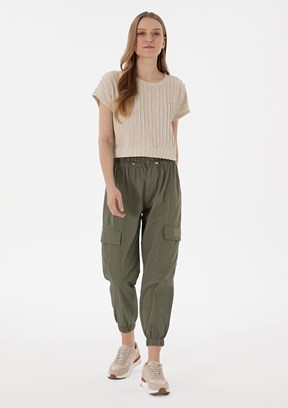 US POLO ASSN Yeşil Kadın Mom Pantolon