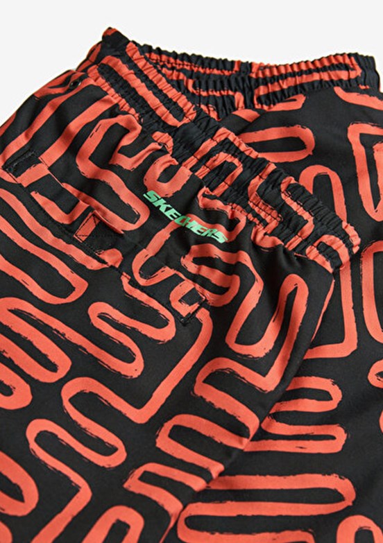 SKECHERS M 5 Inch Allover Print Erkek Siyah Deniz Şortu