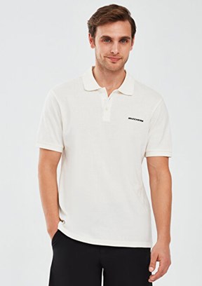 SKECHERS Beyaz Erkek Polo Yaka T-Shirt