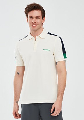 SKECHERS M Colorblock Beyaz Erkek Polo Yaka T-shirt