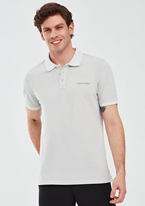 SKECHERS Organic Coll Gri Erkek Polo Yaka T-shirt