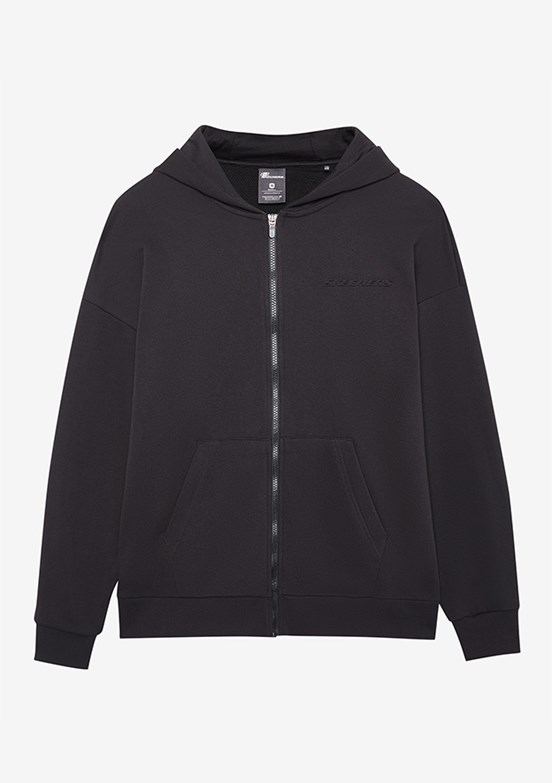 SKECHERS M Essential Full Zip Hoodie - S242112-013 Erkek Siyah Fermuarlı Kapşonlu Sweatshirt