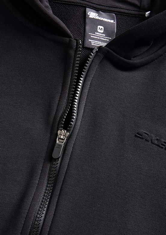 SKECHERS M Essential Full Zip Hoodie - S242112-013 Erkek Siyah Fermuarlı Kapşonlu Sweatshirt