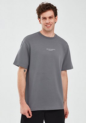 SKECHERS Antrasit Erkek Baskılı T-Shirt