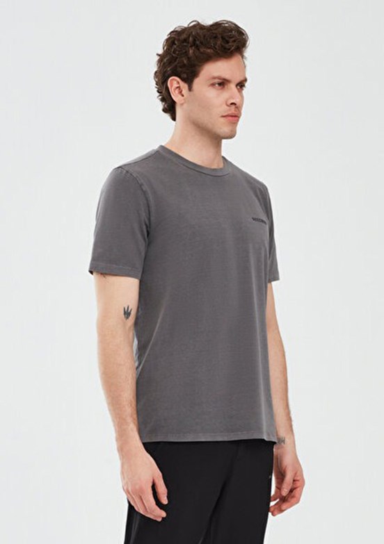 SKECHERS Organic Coll Antrasit Erkek Bisiklet Yaka T-shirt