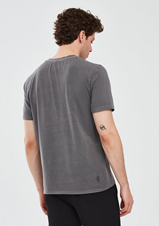 SKECHERS Organic Coll Antrasit Erkek Bisiklet Yaka T-shirt