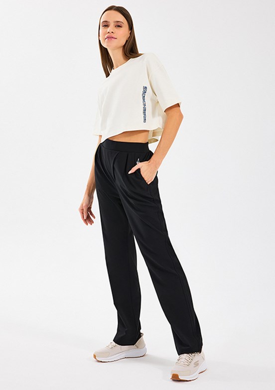 SKCHERS W Micro Wide Leg Siyah Kadın Eşofman Altı
