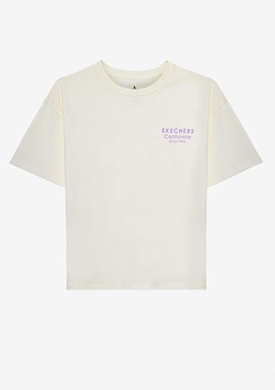 SKECHERS W Loose Fit Graphic Tee Off White Kadın T-shirt