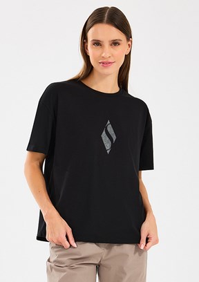 SKECHERS W Graphic Tee Loose Fit Siyah Kadın T-shirt