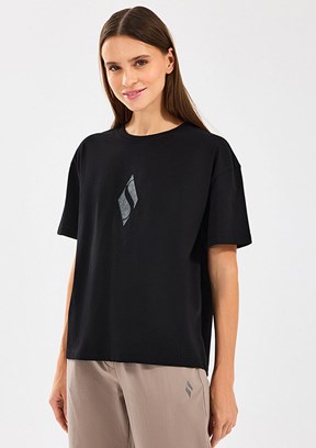 SKECHERS Graphic Tee'S - S2510311-001 Kadın Siyah Baskılı T-Shirt