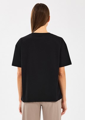 SKECHERS W Graphic Tee Loose Fit Siyah Kadın T-shirt