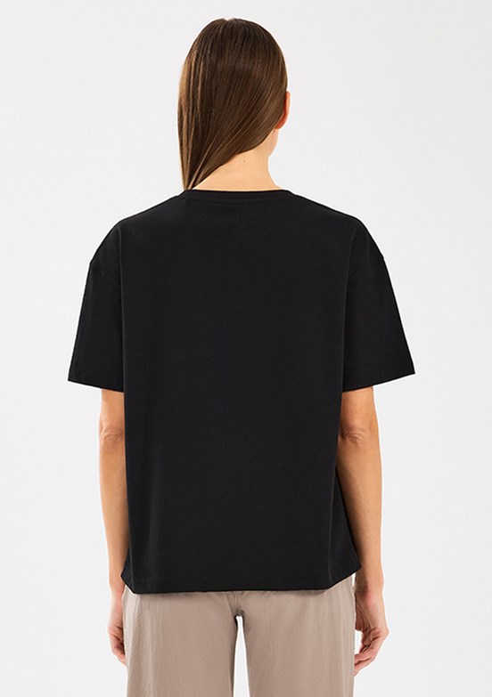 SKECHERS W Graphic Tee Loose Fit Siyah Kadın T-shirt