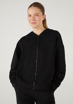 SKECHERS W Essential Full Zip Siyah Kadın Sweatshirt
