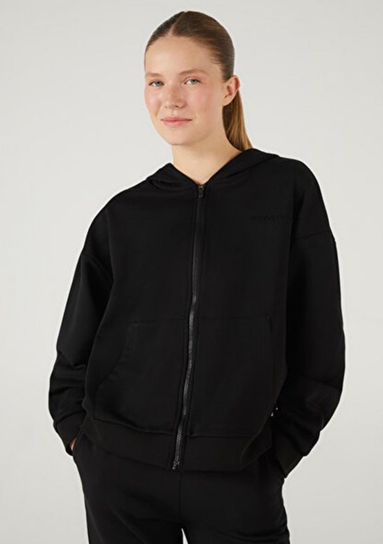 SKECHERS W Essential Full Zip Siyah Kadın Sweatshirt