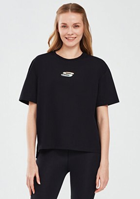 SKECHERS Graphic Siyah Kadın Baskılı T-shirt