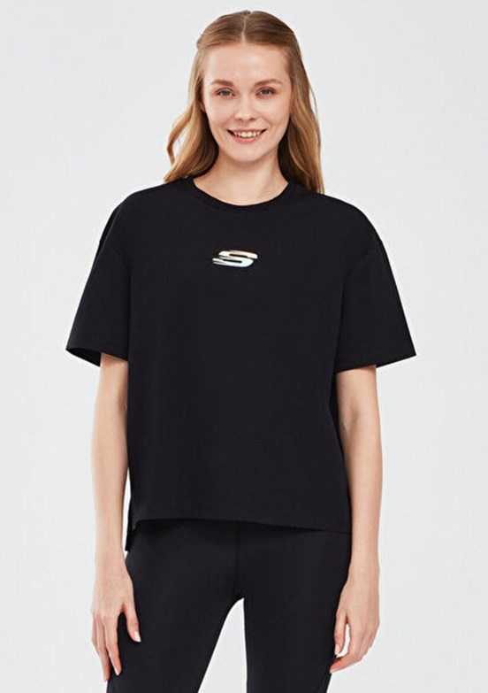 SKECHERS Graphic Siyah Kadın Baskılı T-shirt