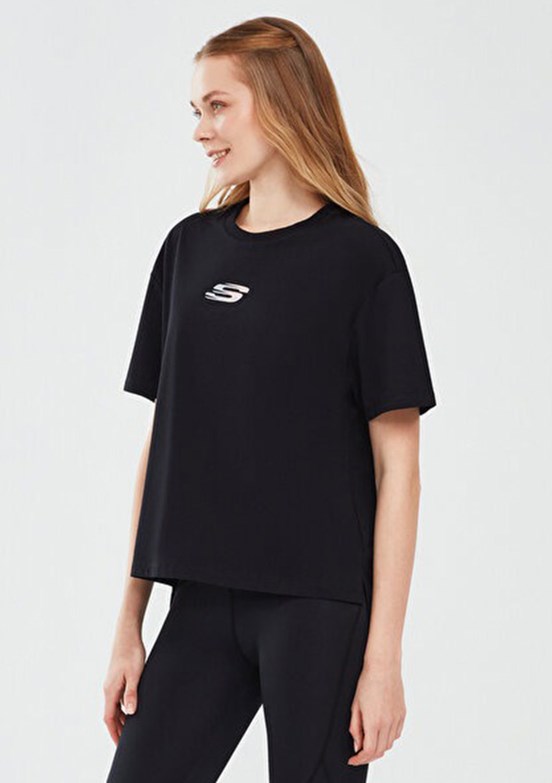 SKECHERS Graphic Siyah Kadın Baskılı T-shirt