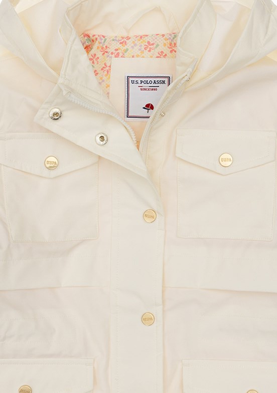 US POLO ASSN Beyaz Kız Çocuk Basic Kaban