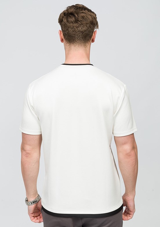 JOHNNY JOE Ekru Erkek Bisiklet Yaka T-shirt